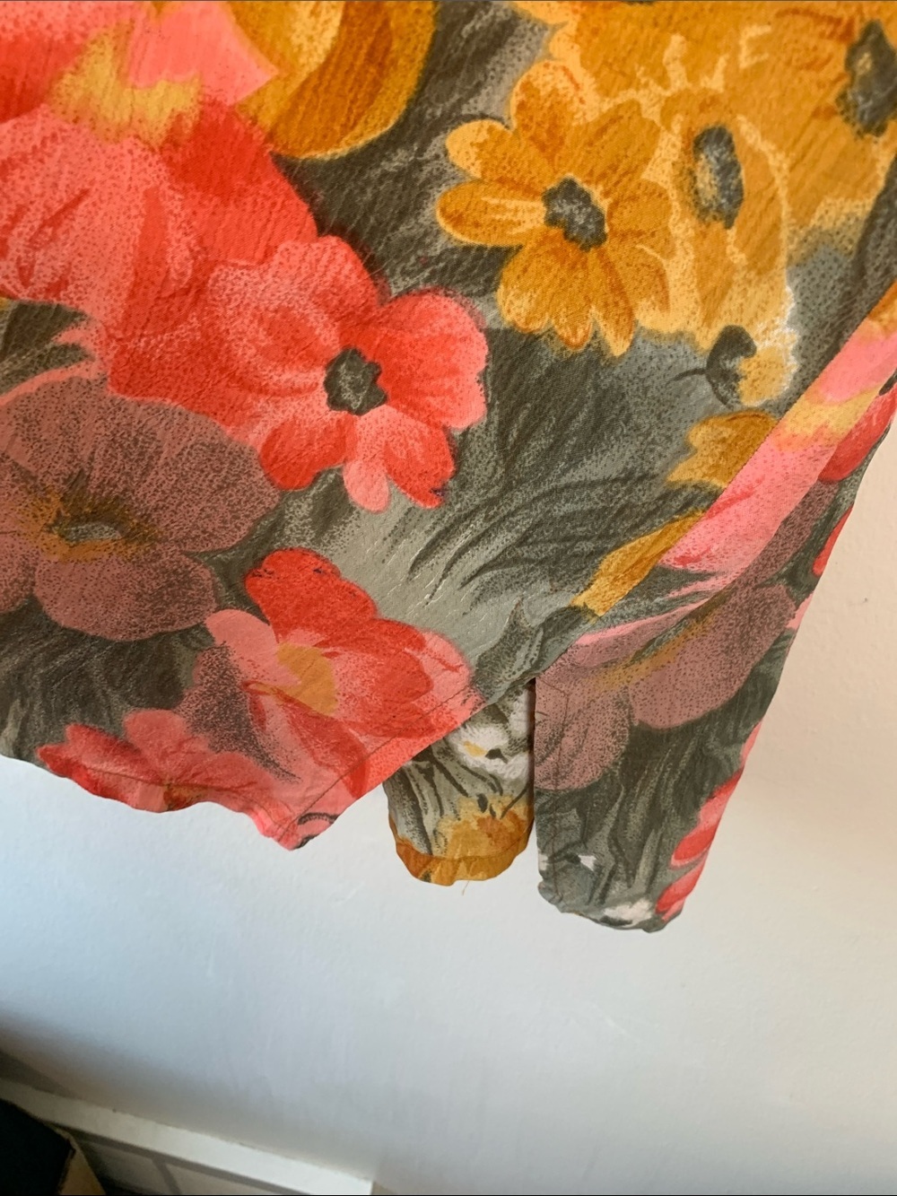 Vintage Rare Mango Bright Floral Top or Dress in Mustard w Coral & Green - Picture 7 of 17